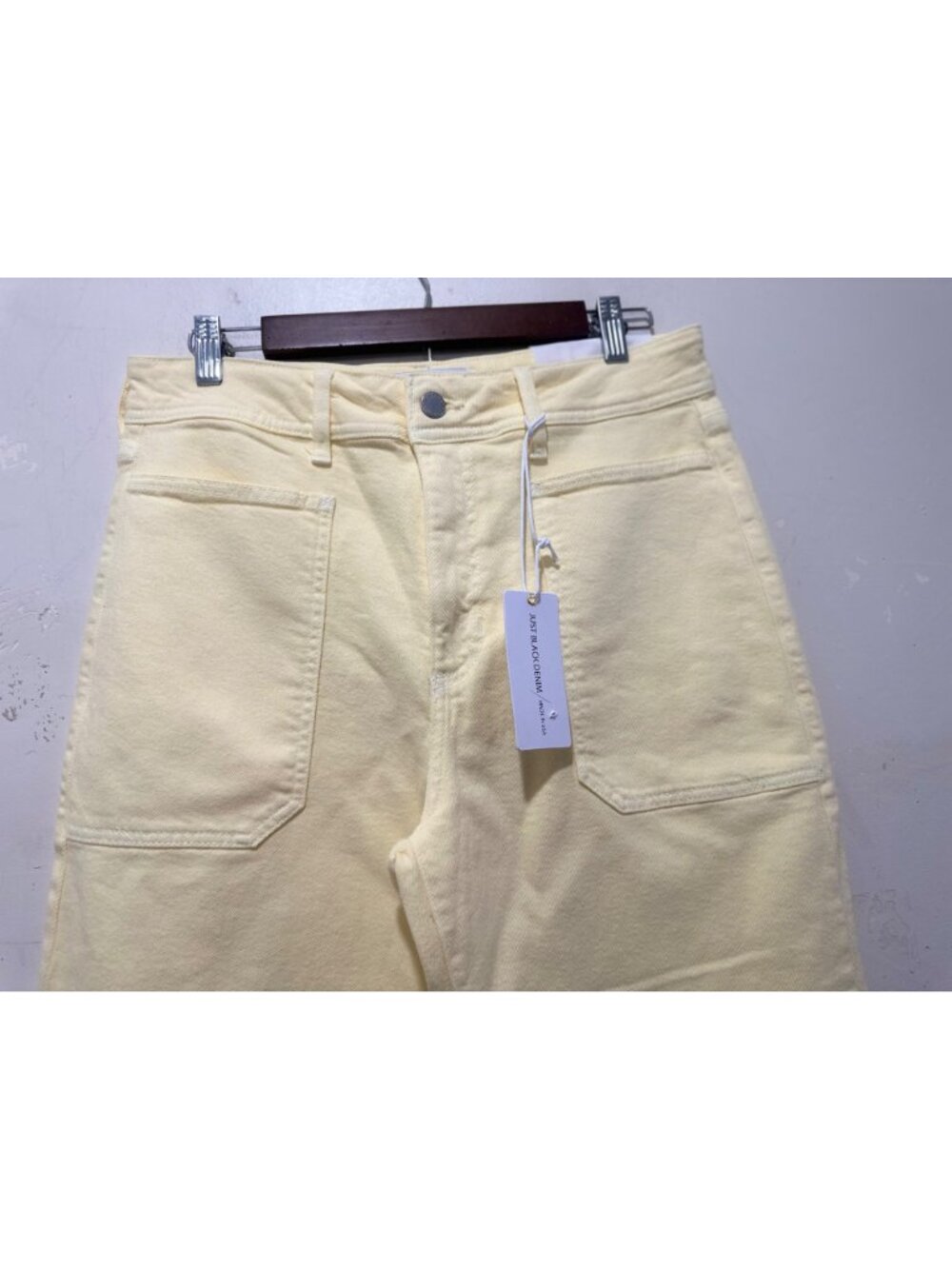 Just Black Denim Utility Wide Leg Jeans Womens 31 Pastel Yellow High Rise USA - Picture 7 of 15